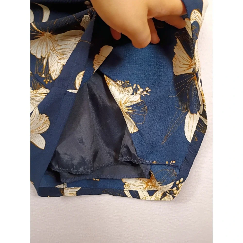 Boho Floral Belongsci Womens Small Navy Blue Tiered Bell Sleeve Shift Dress